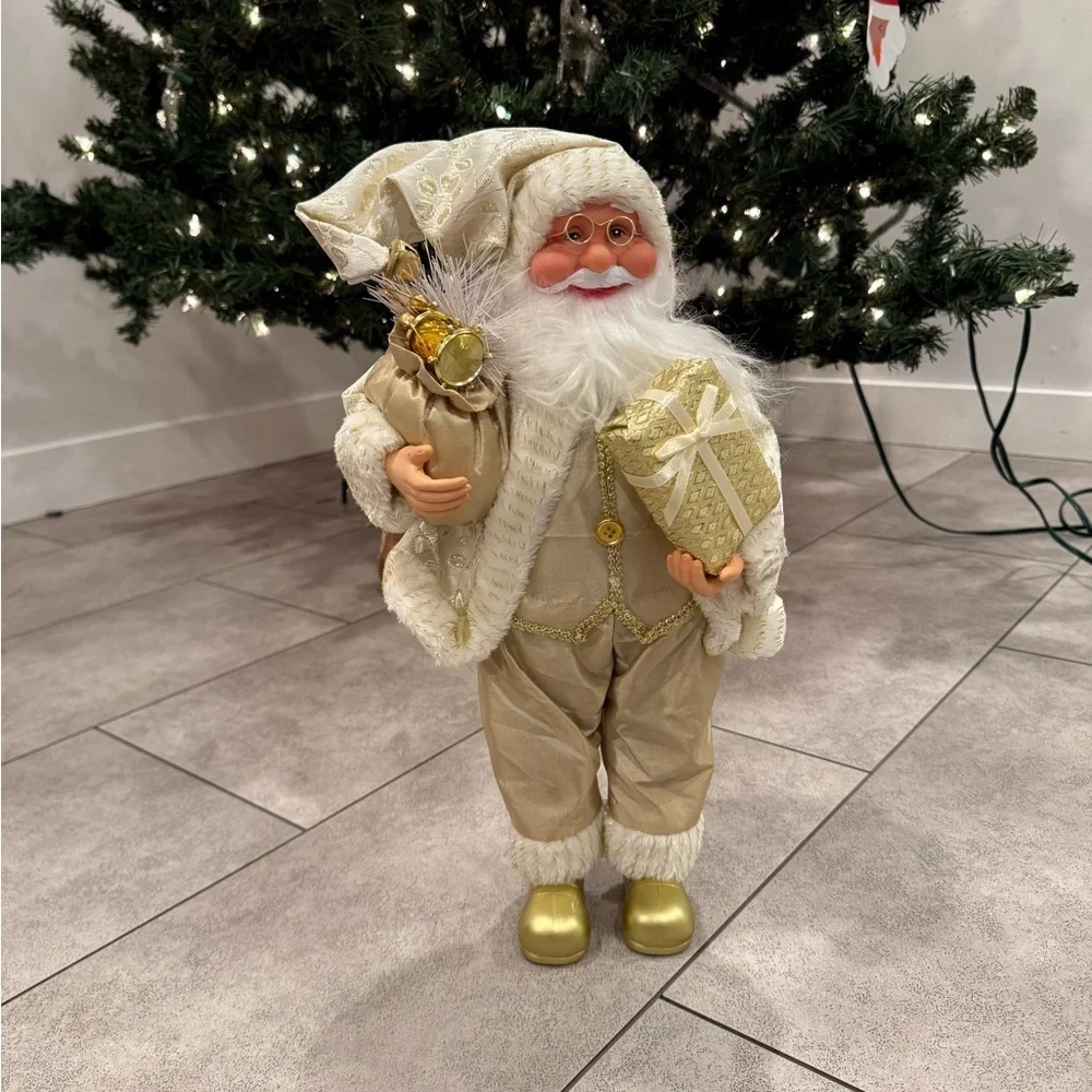Gold Champagne Santa Claus 16 Inch Elegant Christmas Decor Figurine - Picture 1 of 3